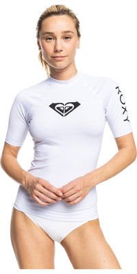 2024 Roxy Womens Whole Hearted Short Sleeve Rash Vest ERJWR03548 - Bright White